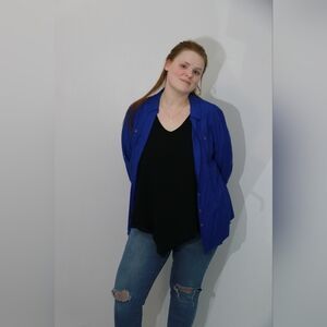 Women's Blue Button-up Top